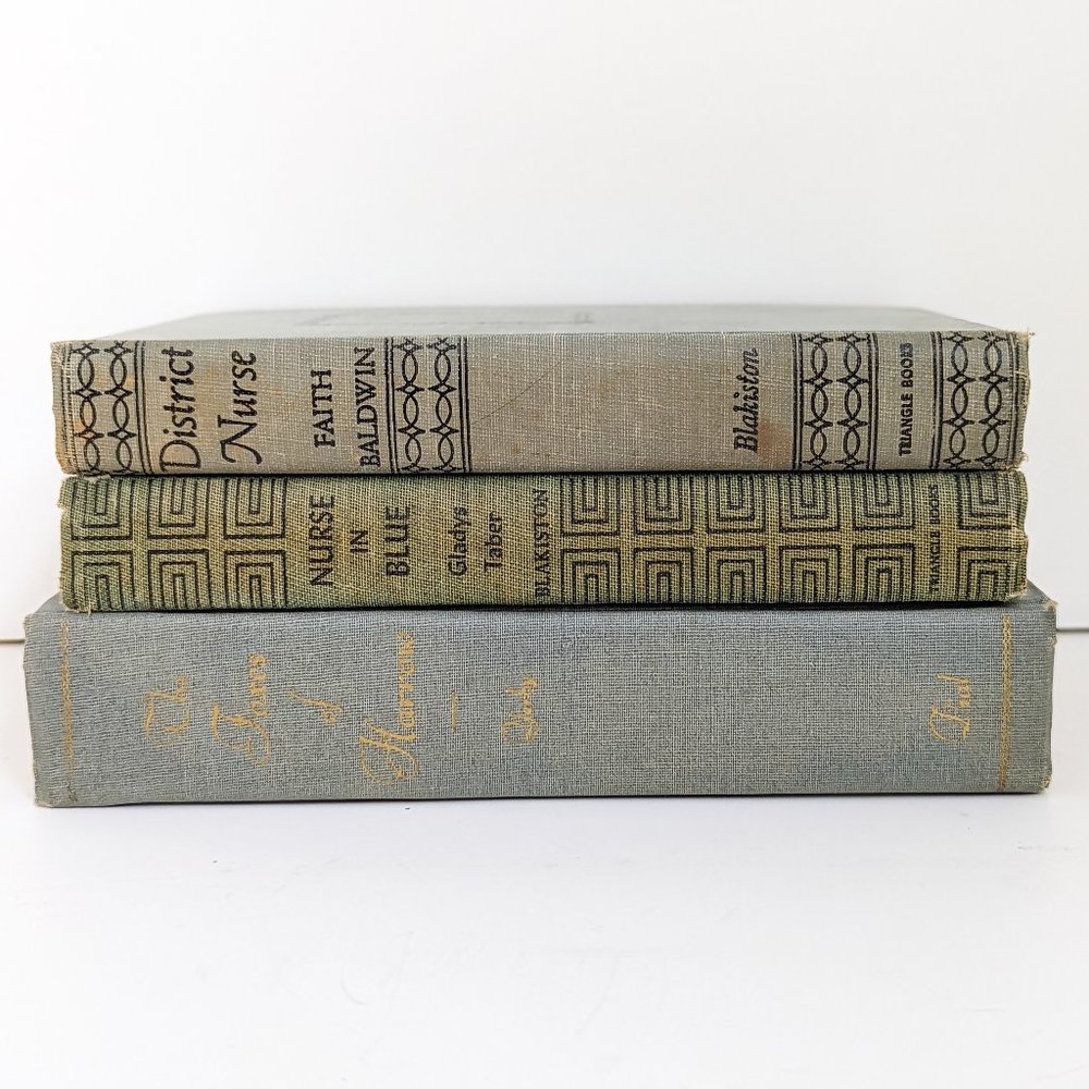 Teal Blue Grey Vintage Book Decorative Color Stack